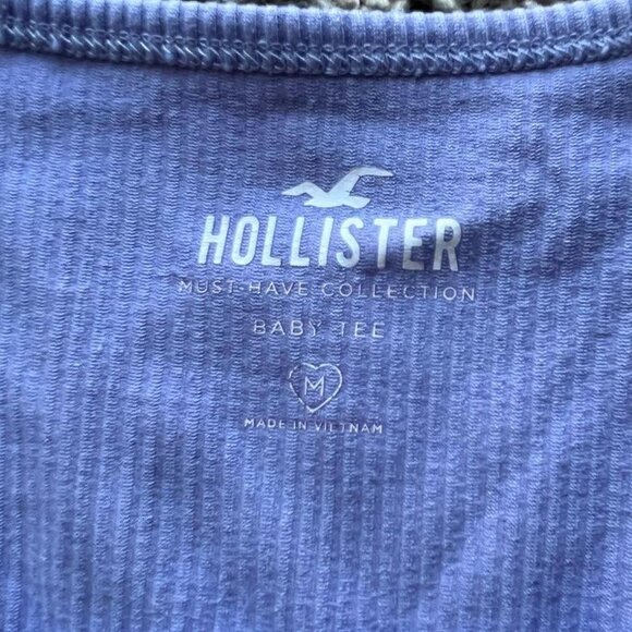 Hollister Blue Babydoll Crop Top, Women's Medium Cut Off Going Out Top - Picture 2 of 3